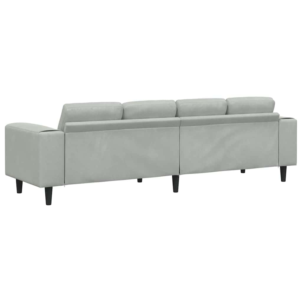 Sofa Sæt Lysegrå Fløjl - Billede 6