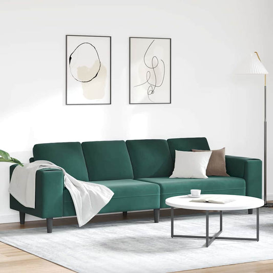 Sofa Sæt Mørkegrøn Fløjl - Hovedbillede