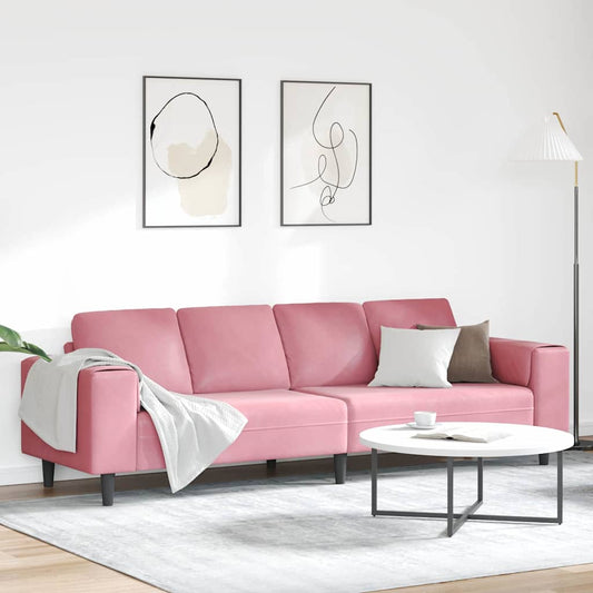 Sofa Sæt Lyserød Fløjl - Hovedbillede