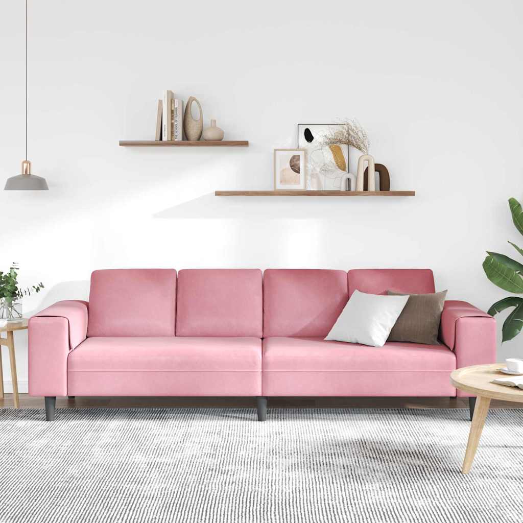Sofa Sæt Lyserød Fløjl - Billede 3