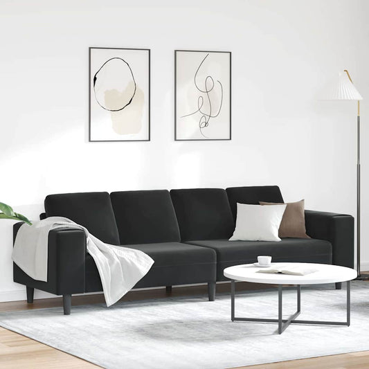 Sofa Sæt Sort Fløjl - Hovedbillede