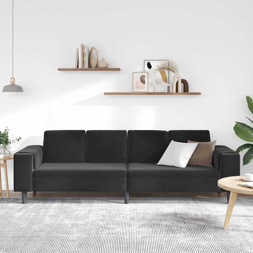 Sofa Sæt Sort Fløjl - Billede 3