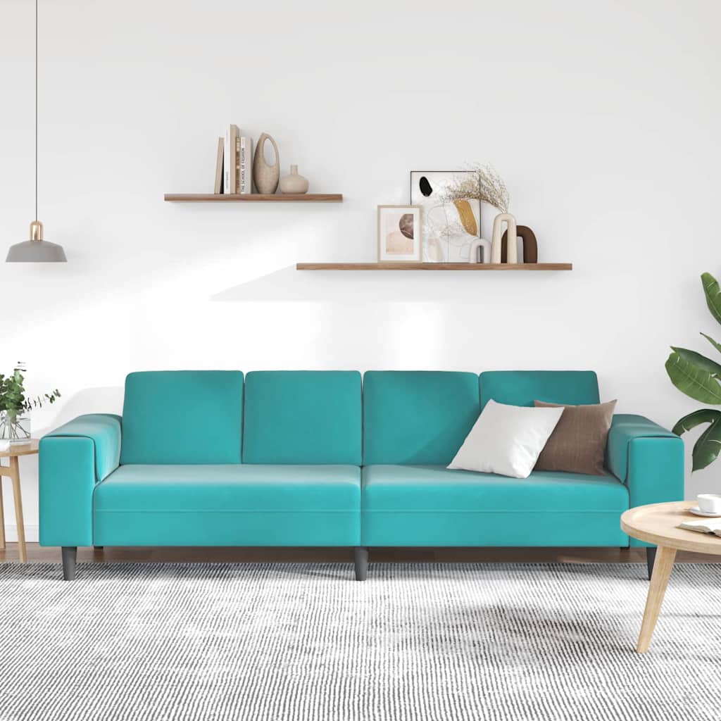 Sofa Sæt Turkis Fløjl - Billede 3