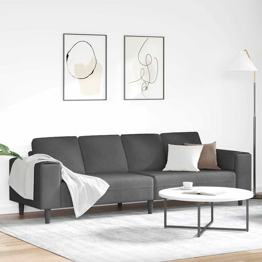 Stof Sofa Med Pude Mørkegrå Corduroy Stof - Hovedbillede
