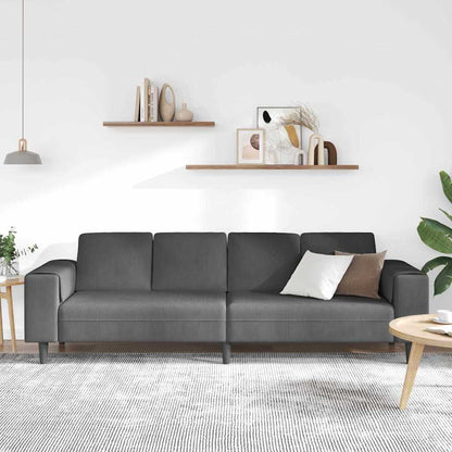 Stof Sofa Med Pude Mørkegrå Corduroy Stof - Billede 3