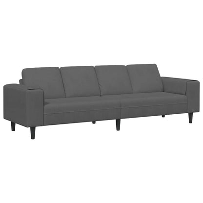 Stof Sofa Med Pude Mørkegrå Corduroy Stof - Billede 2