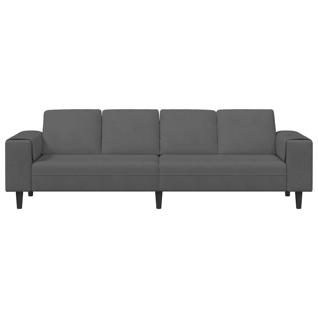 Stof Sofa Med Pude Mørkegrå Corduroy Stof - Billede 4