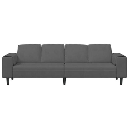Stof Sofa Med Pude Mørkegrå Corduroy Stof - Billede 4