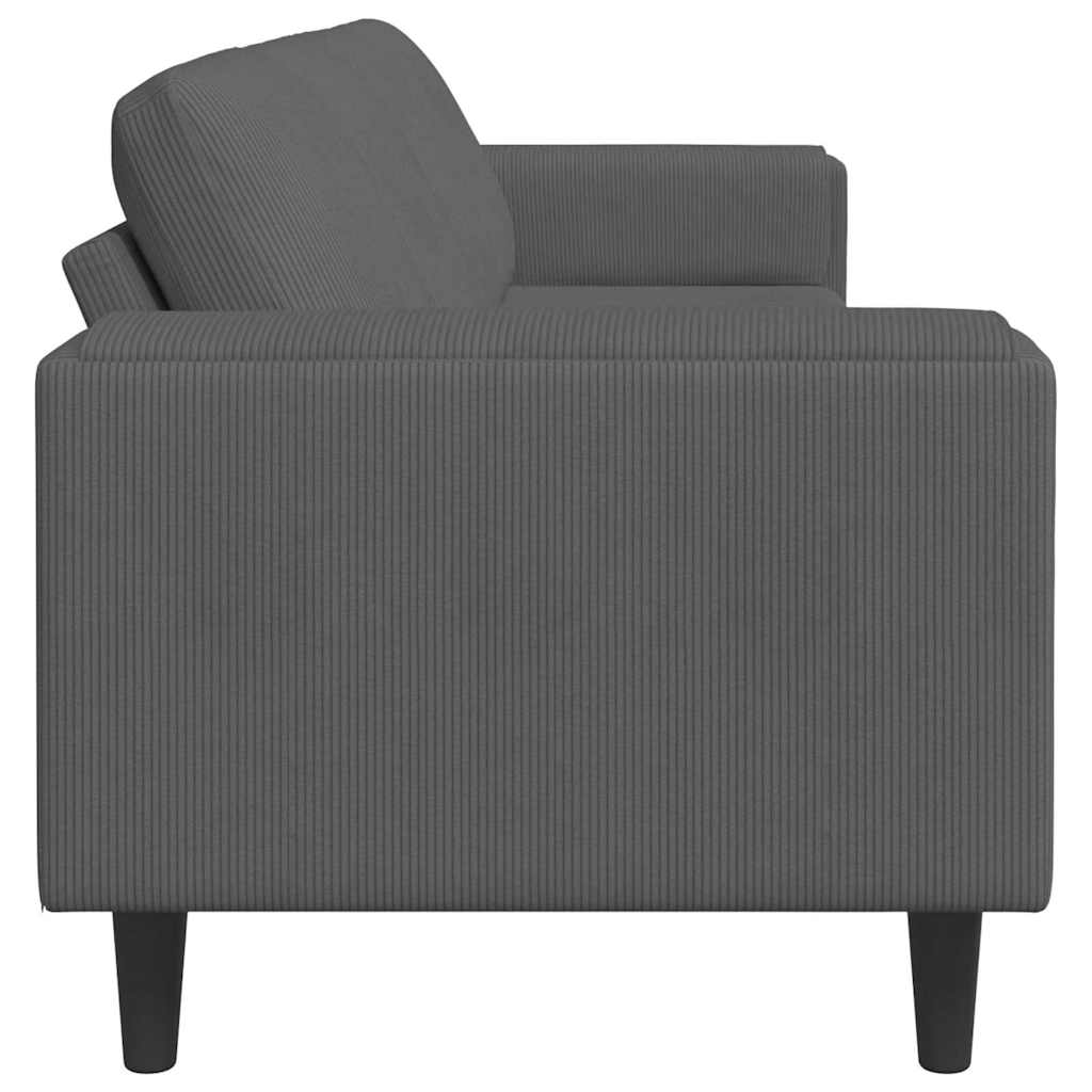Stof Sofa Med Pude Mørkegrå Corduroy Stof - Billede 5