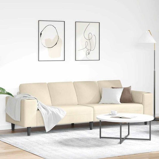 Stof Sofa Med Pude Creme 208 Cm Corduroy Stof - Hovedbillede