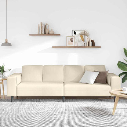 Stof Sofa Med Pude Creme 208 Cm Corduroy Stof - Billede 3
