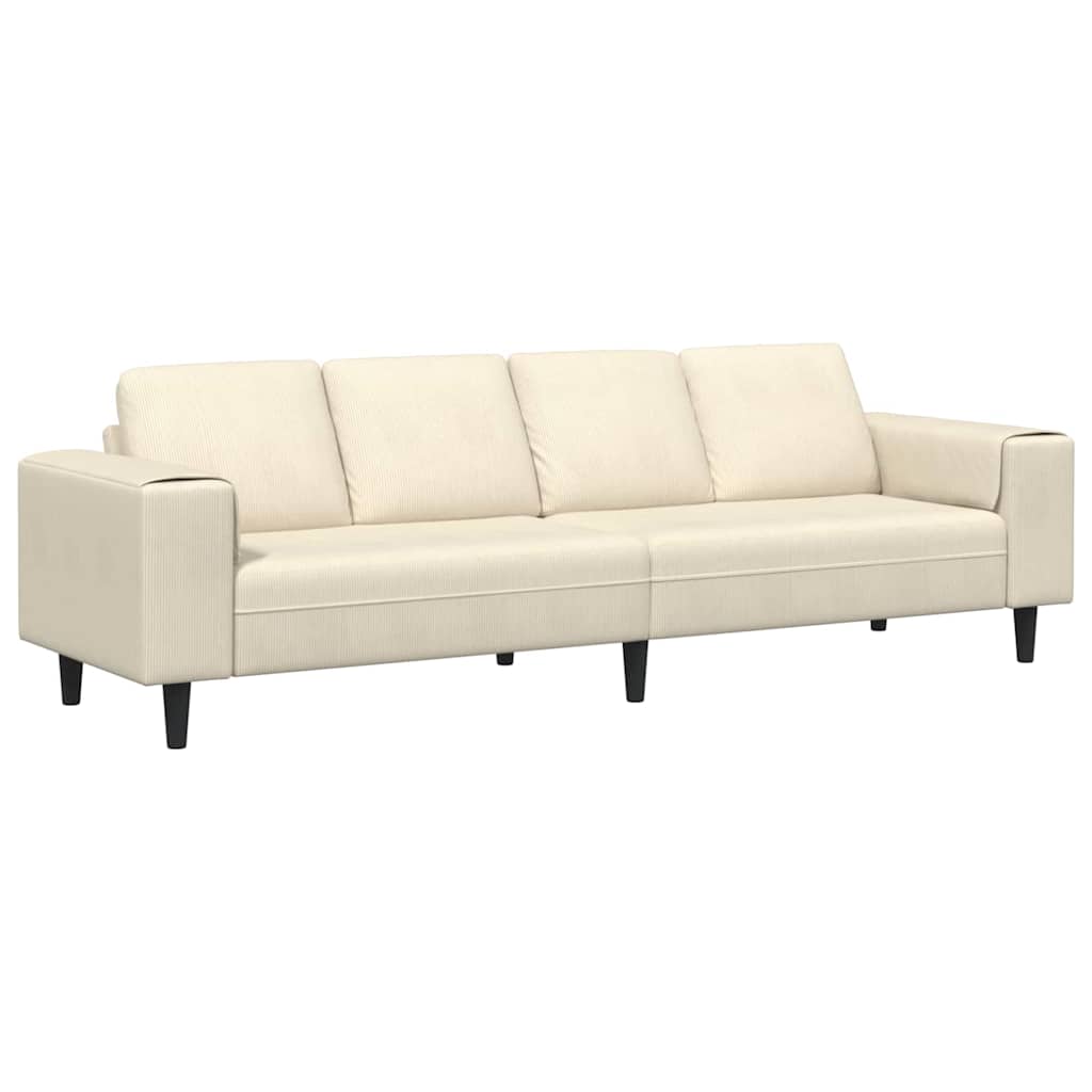 Stof Sofa Med Pude Creme 208 Cm Corduroy Stof - Billede 2