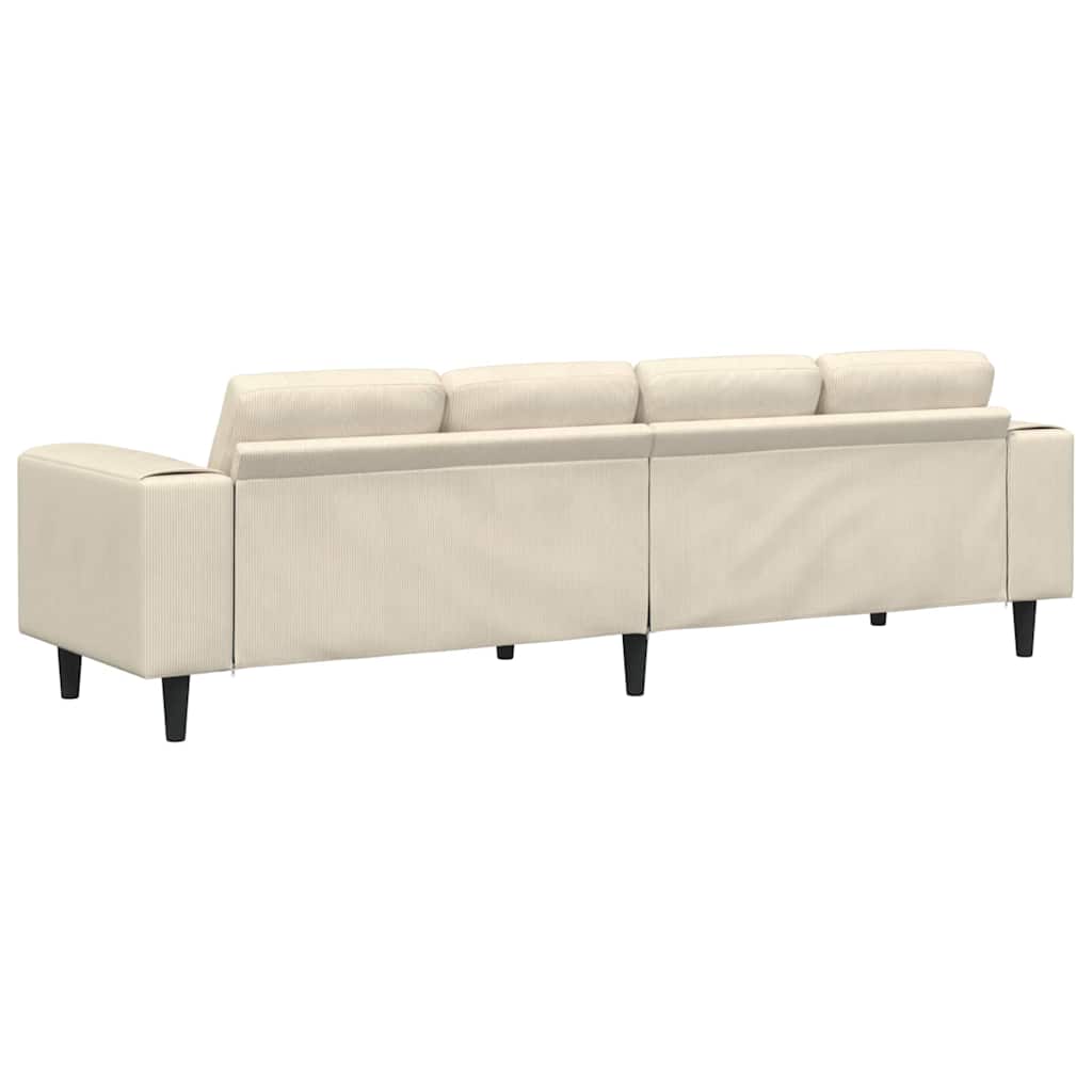 Stof Sofa Med Pude Creme 208 Cm Corduroy Stof - Billede 6