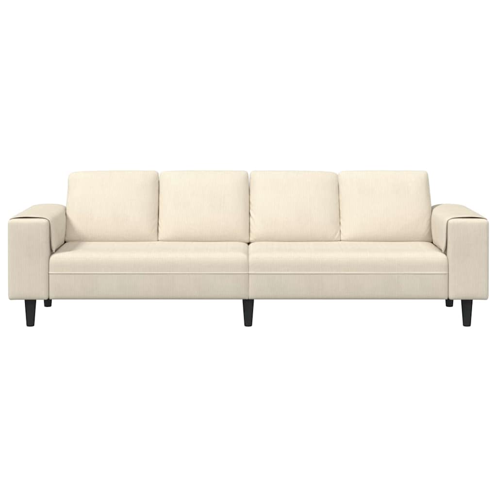 Stof Sofa Med Pude Creme 208 Cm Corduroy Stof - Billede 4