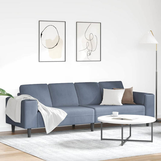 Stof Sofa Med Pude Blå 208 Cm Corduroy Stof - Hovedbillede