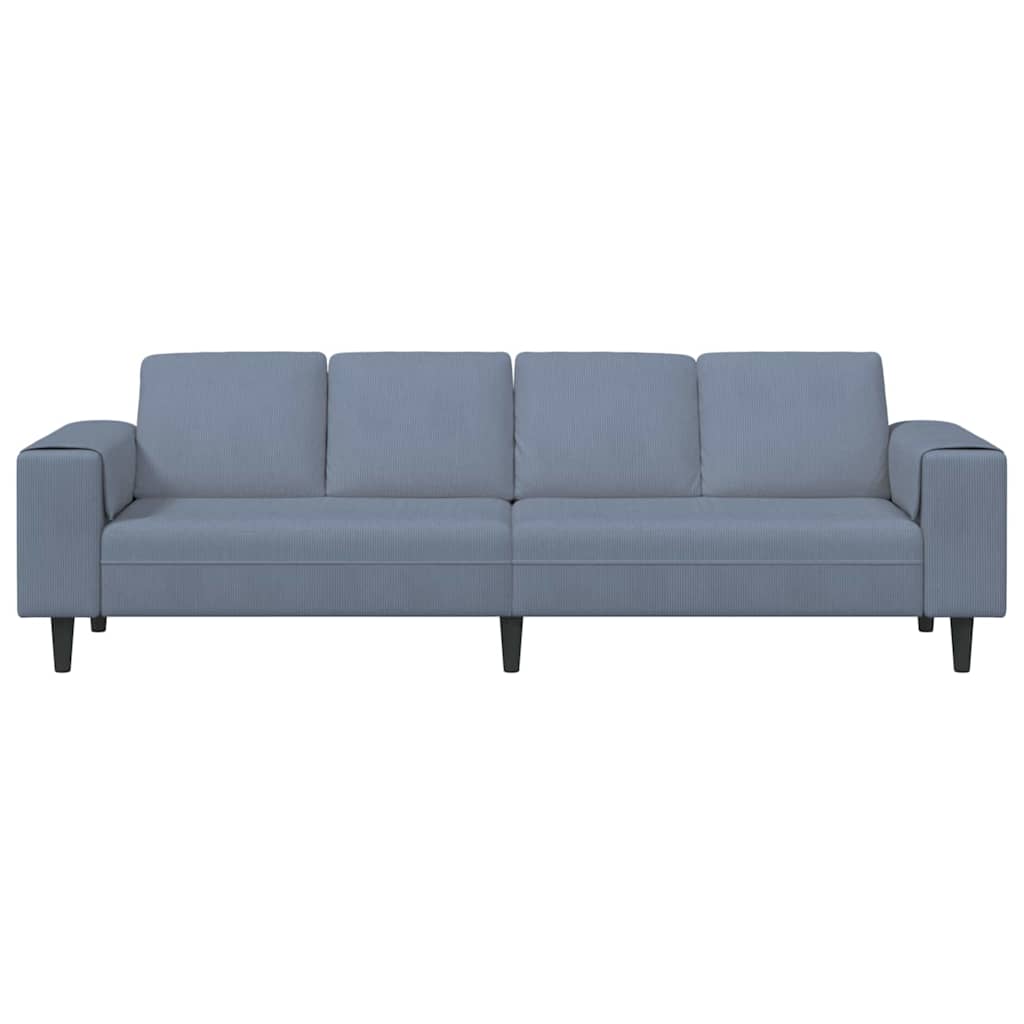 Stof Sofa Med Pude Blå 208 Cm Corduroy Stof - Billede 4
