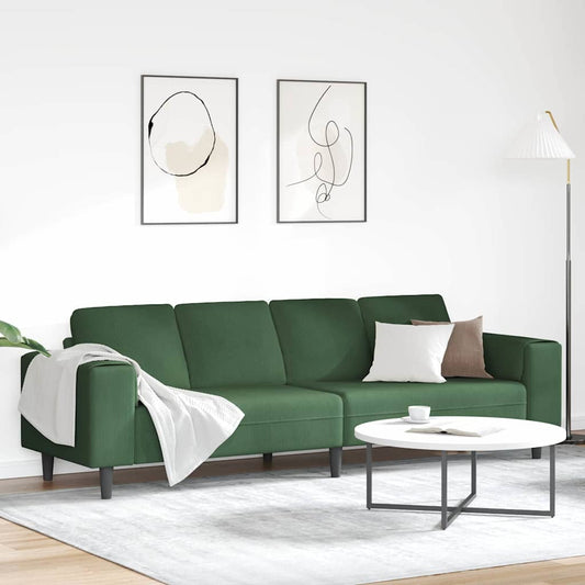 Stof Sofa Med Pude Mørkegrøn 208 Cm Corduroy Stof - Hovedbillede