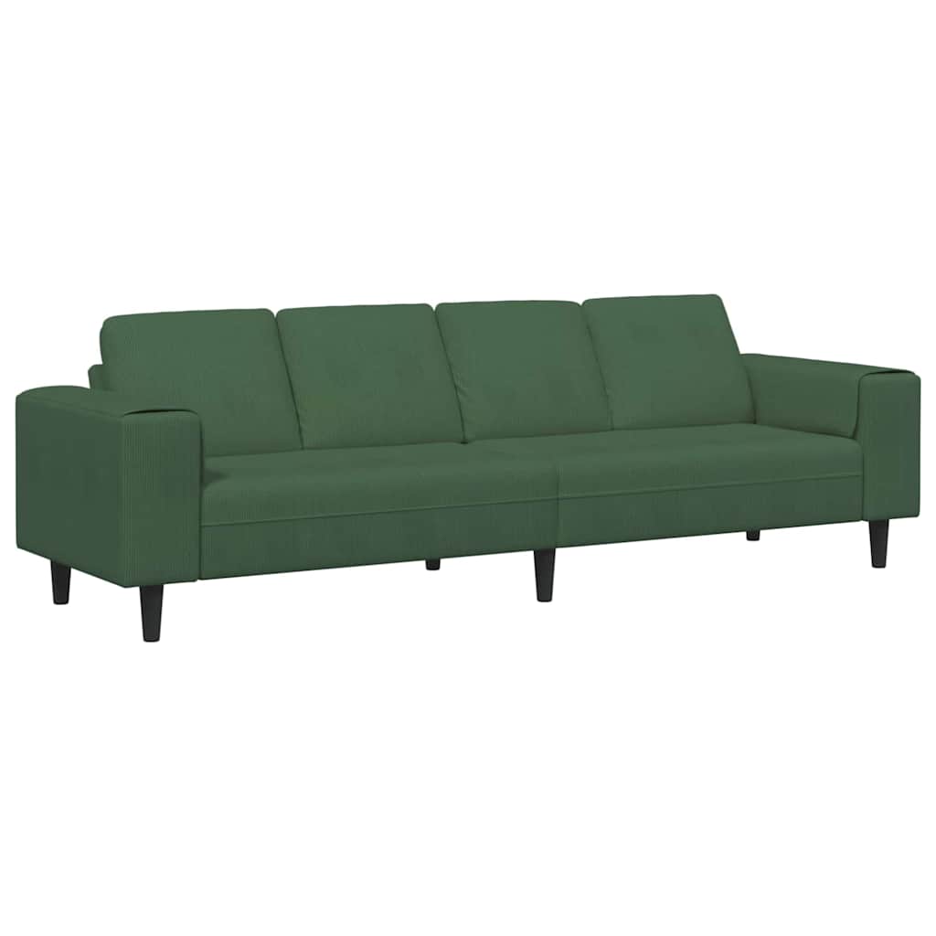 Stof Sofa Med Pude Mørkegrøn 208 Cm Corduroy Stof - Billede 2