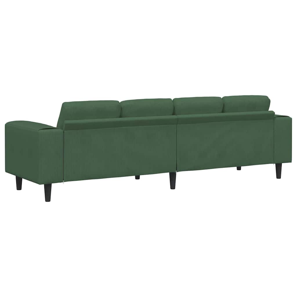 Stof Sofa Med Pude Mørkegrøn 208 Cm Corduroy Stof - Billede 6