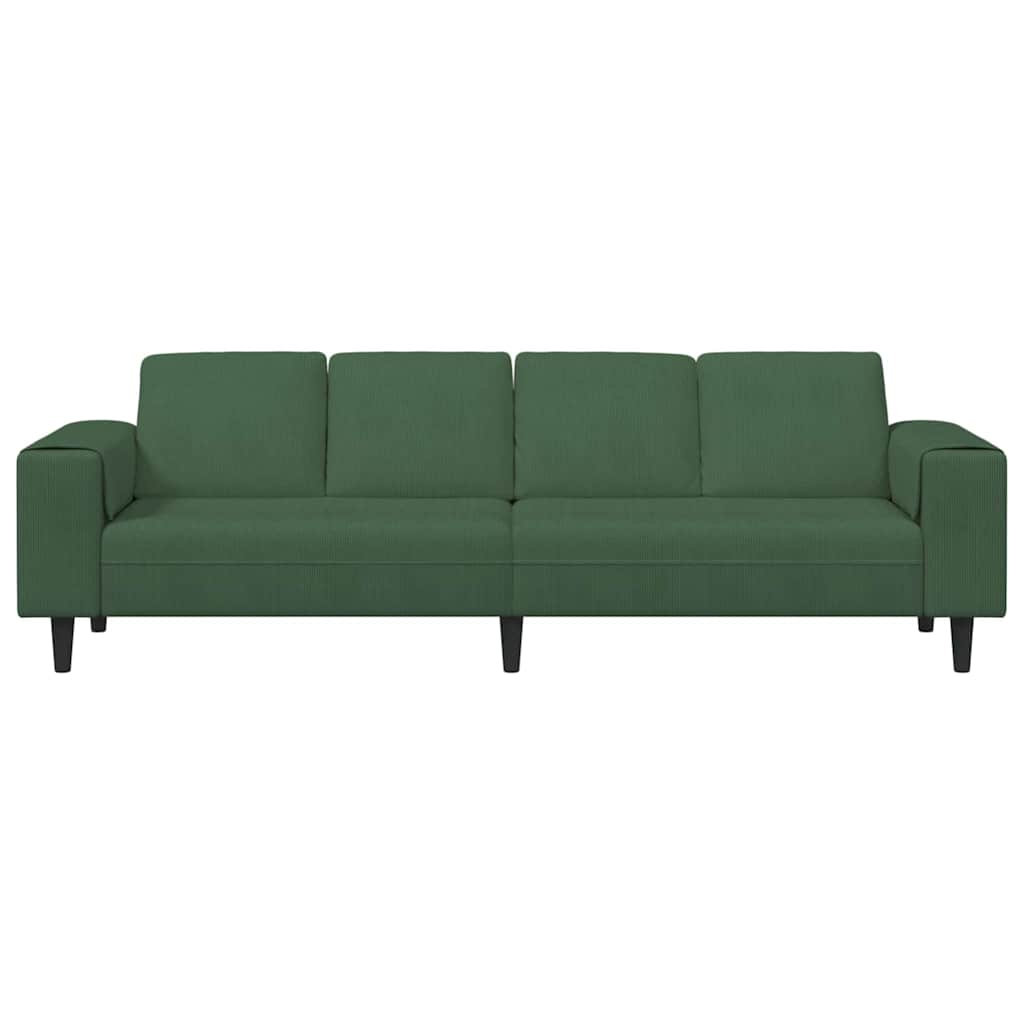 Stof Sofa Med Pude Mørkegrøn 208 Cm Corduroy Stof - Billede 4