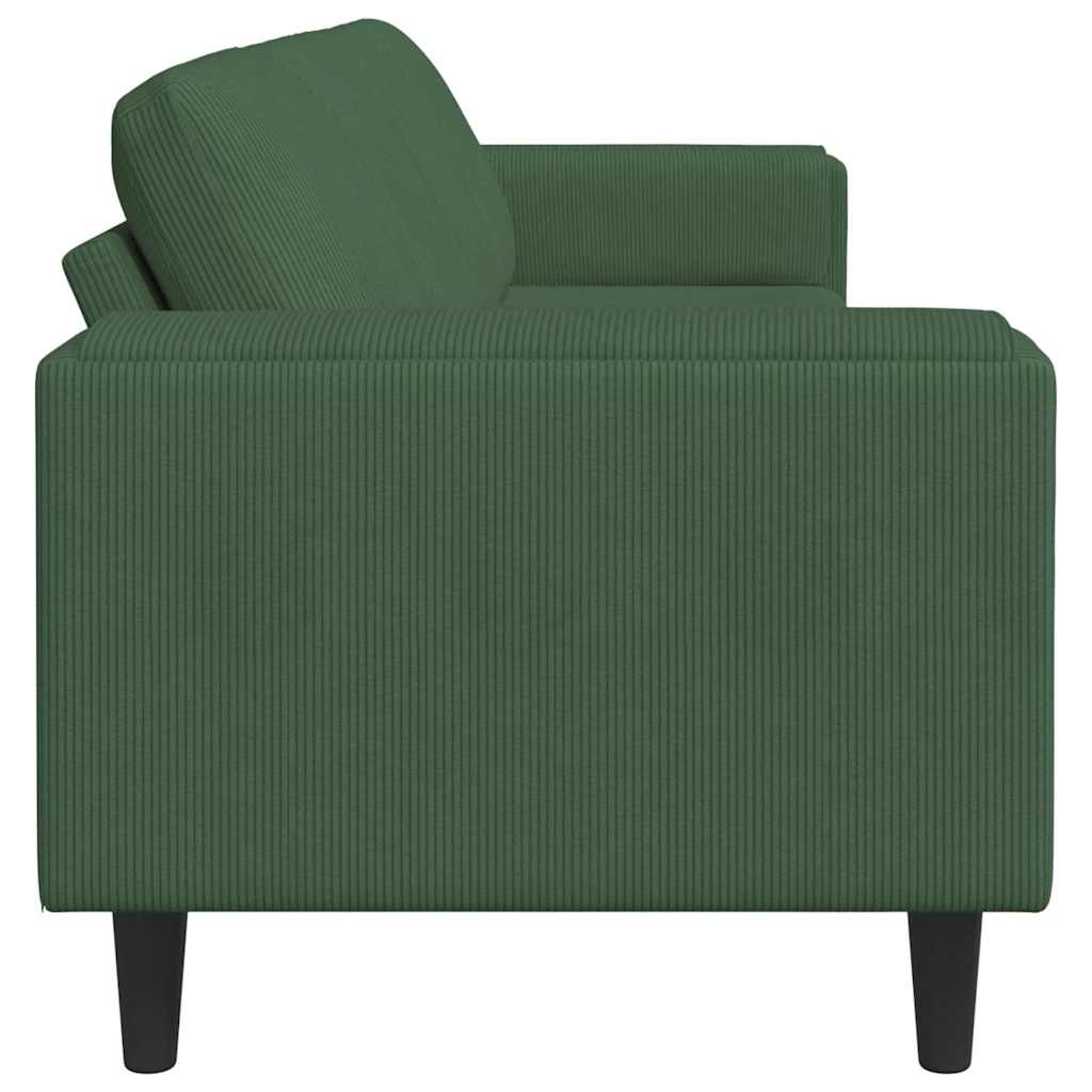 Stof Sofa Med Pude Mørkegrøn 208 Cm Corduroy Stof - Billede 5