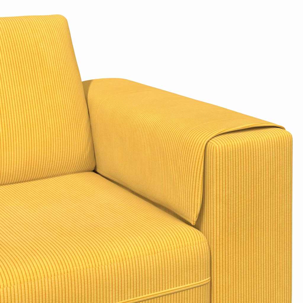 Stof Sofa Med Pude Lys Gul Corduroy Stof - Billede 7