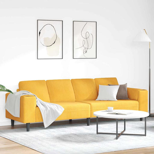 Stof Sofa Med Pude Lys Gul Corduroy Stof - Hovedbillede