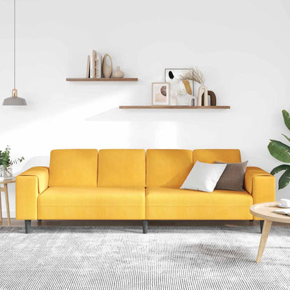 Stof Sofa Med Pude Lys Gul Corduroy Stof - Billede 3