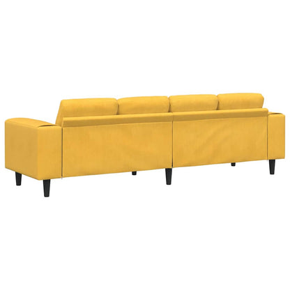 Stof Sofa Med Pude Lys Gul Corduroy Stof - Billede 6