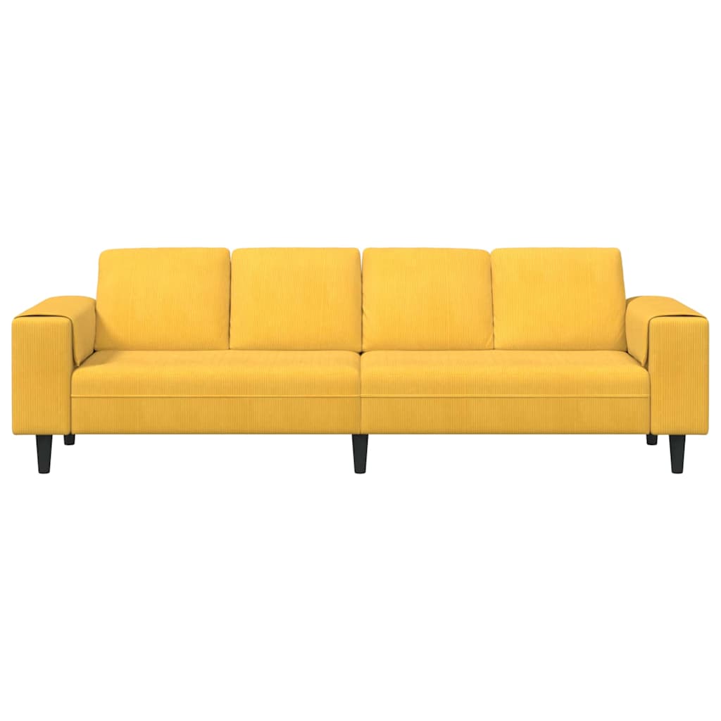 Stof Sofa Med Pude Lys Gul Corduroy Stof - Billede 4