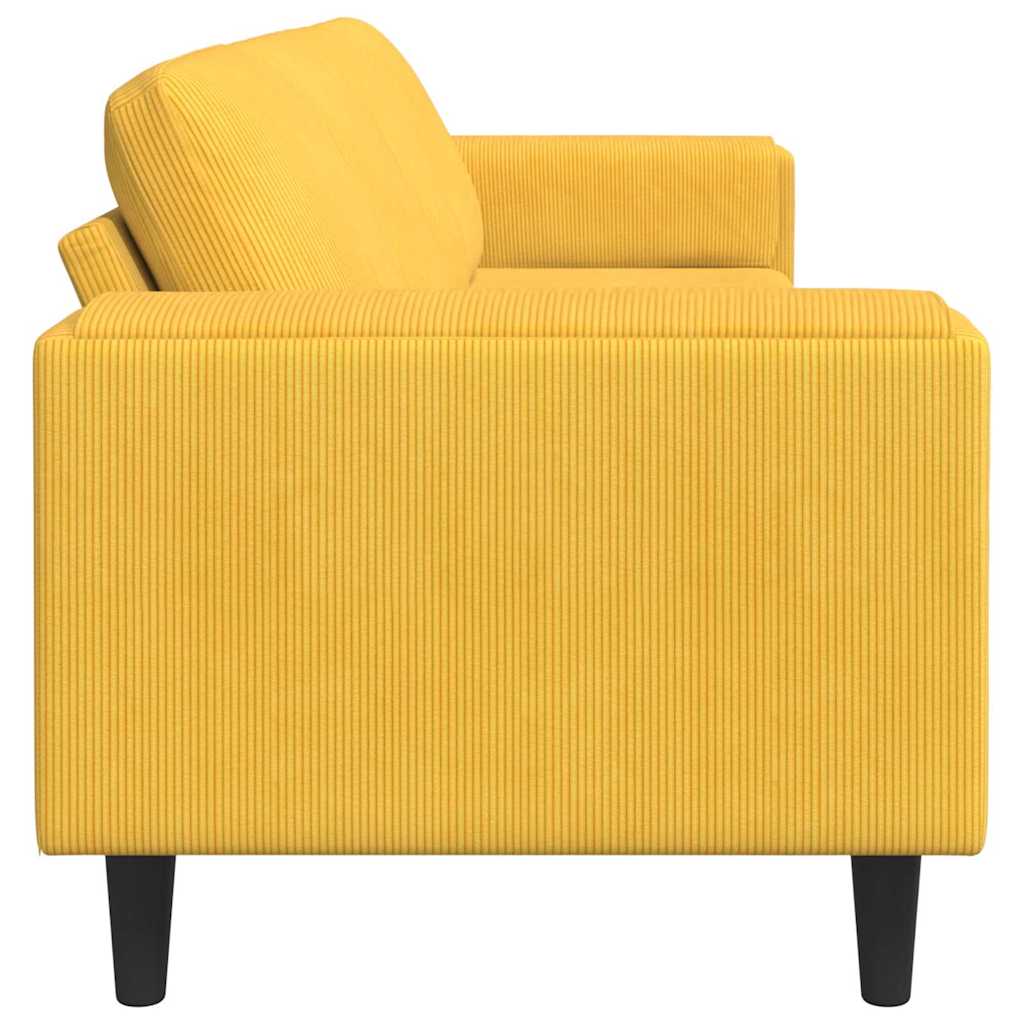 Stof Sofa Med Pude Lys Gul Corduroy Stof - Billede 5