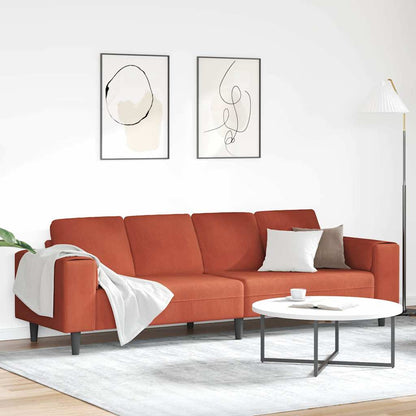 Stof Sofa Med Pude Rød Orange Corduroy Stof - Hovedbillede
