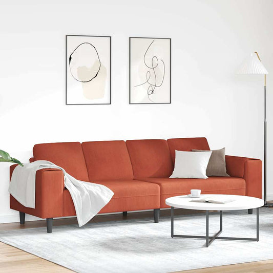 Stof Sofa Med Pude Rød Orange Corduroy Stof - Hovedbillede