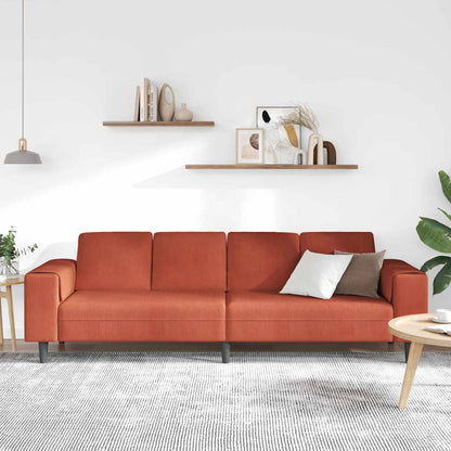 Stof Sofa Med Pude Rød Orange Corduroy Stof - Billede 3