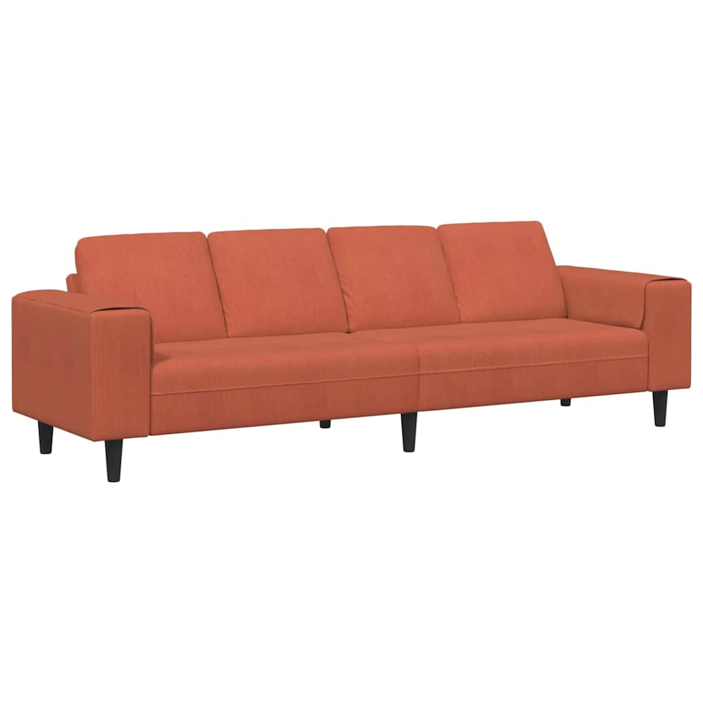 Stof Sofa Med Pude Rød Orange Corduroy Stof - Billede 2