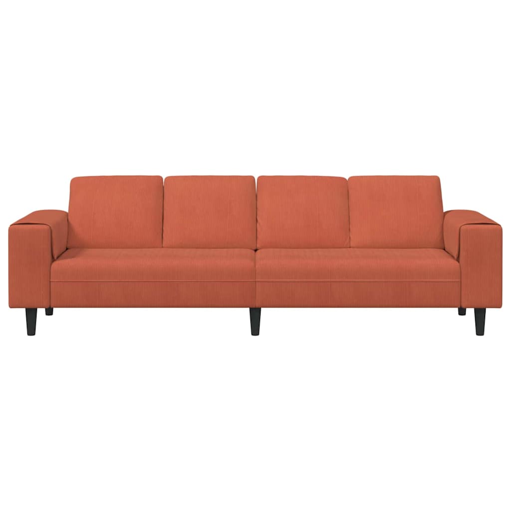Stof Sofa Med Pude Rød Orange Corduroy Stof - Billede 4