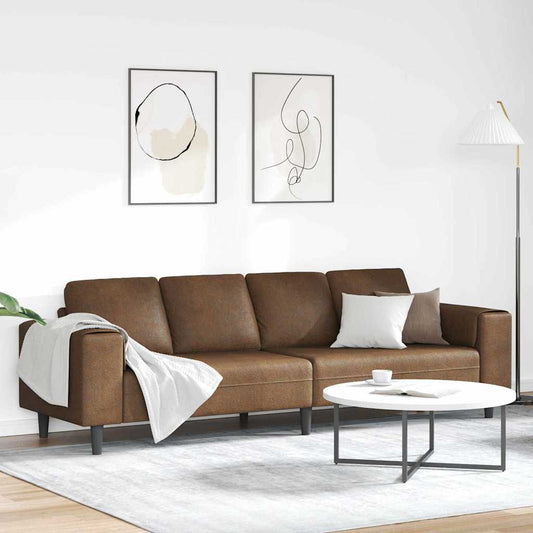 Sofa Sæt Brun Faux Suede Læder - Hovedbillede