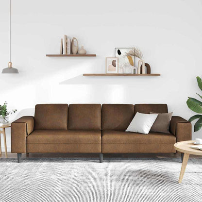Sofa Sæt Brun Faux Suede Læder - Billede 3