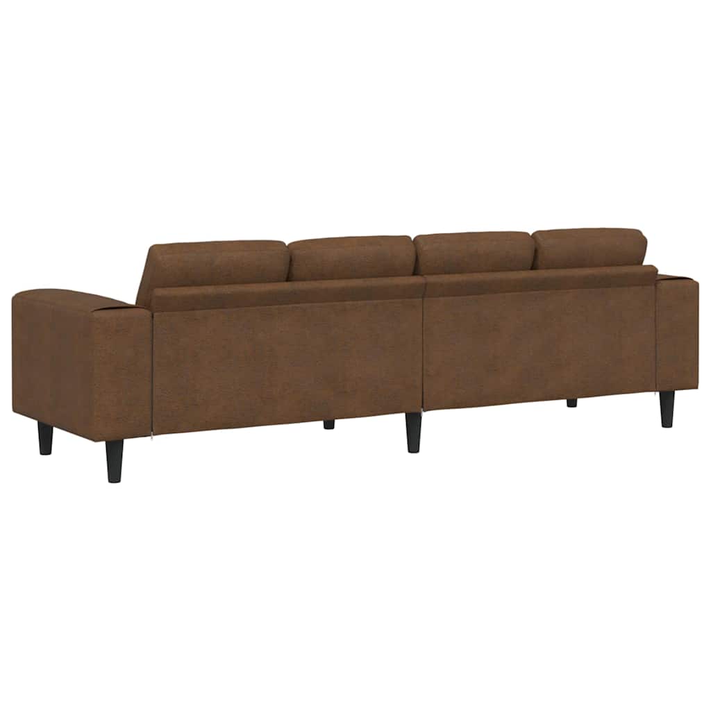 Sofa Sæt Brun Faux Suede Læder - Billede 6