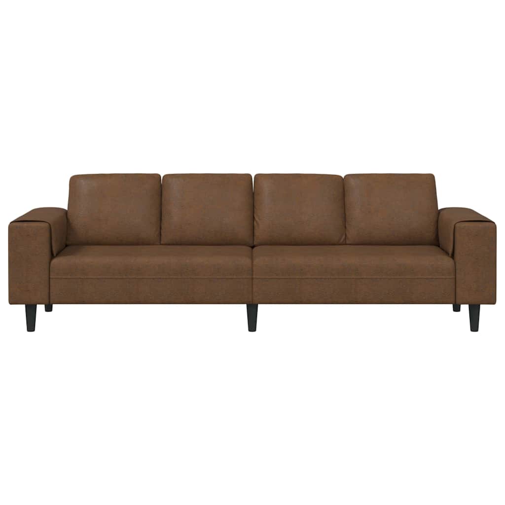 Sofa Sæt Brun Faux Suede Læder - Billede 4
