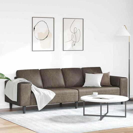 Sofa Sæt Mørkegrå Faux Suede Læder - Hovedbillede