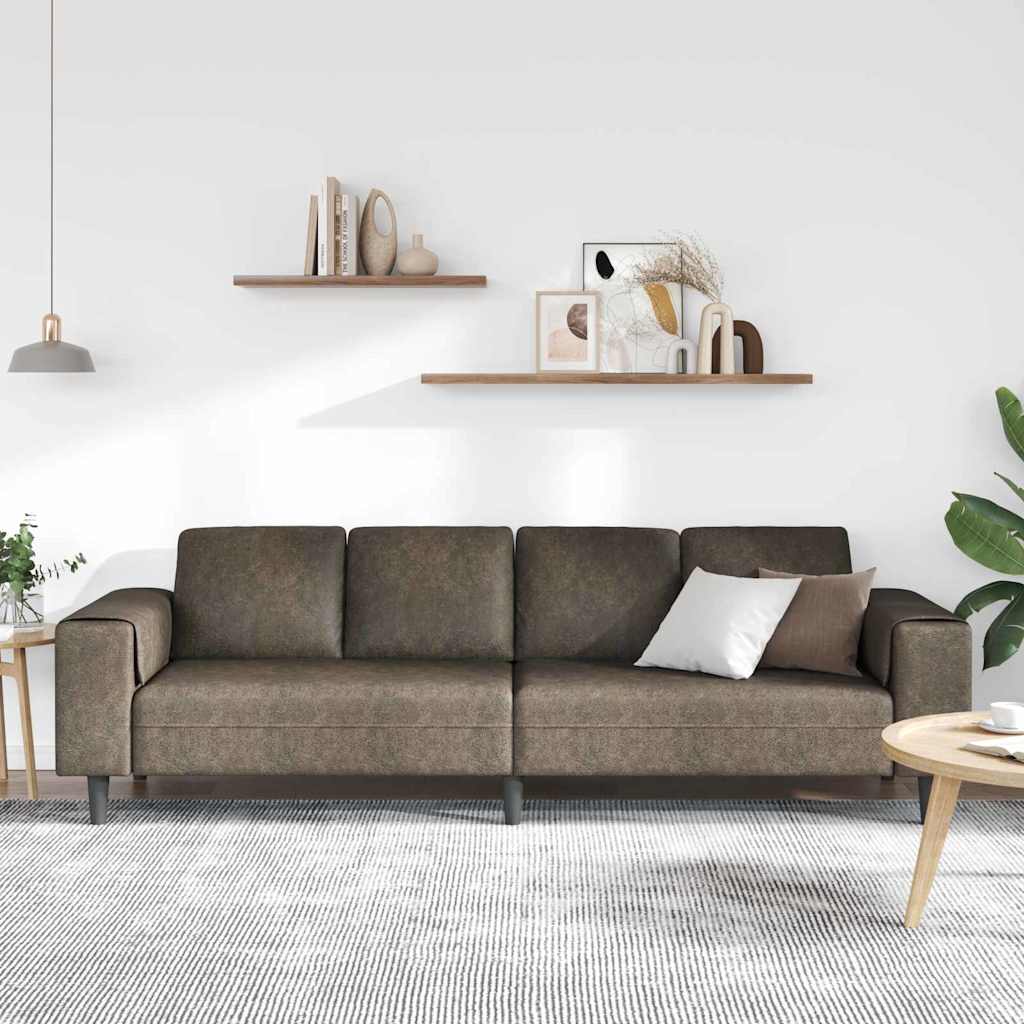 Sofa Sæt Mørkegrå Faux Suede Læder - Billede 3