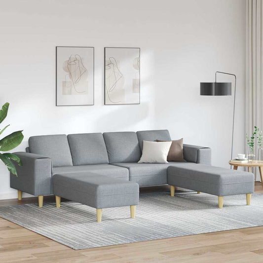 Sofa Sæt 3 Pcs Lysegrå Stof - Hovedbillede