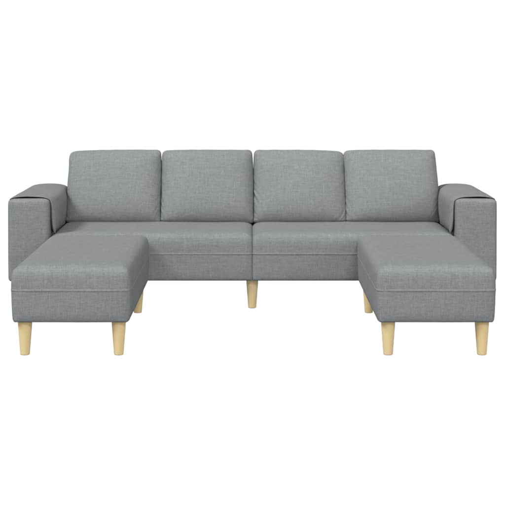 Sofa Sæt 3 Pcs Lysegrå Stof - Billede 4