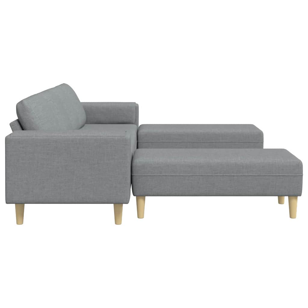 Sofa Sæt 3 Pcs Lysegrå Stof - Billede 5