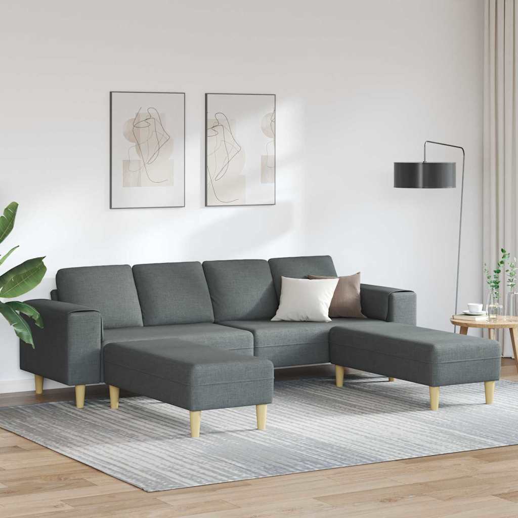 Sofa Sæt 3 Pcs Mørkegrå Stof - Hovedbillede