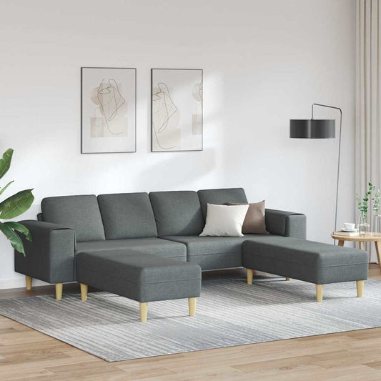 Sofa Sæt 3 Pcs Mørkegrå Stof - Hovedbillede