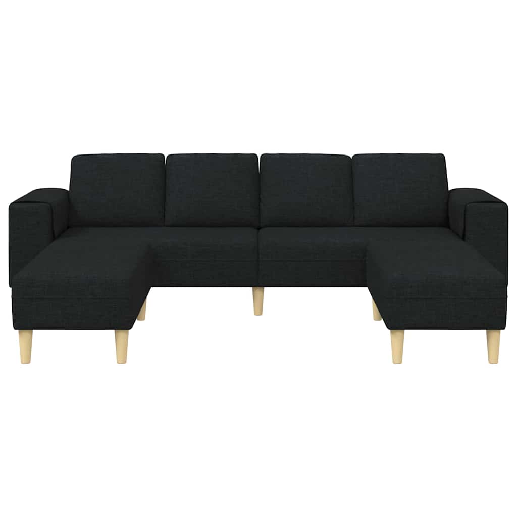 Sofa Sæt 3 Pcs Sort Stof - Billede 4