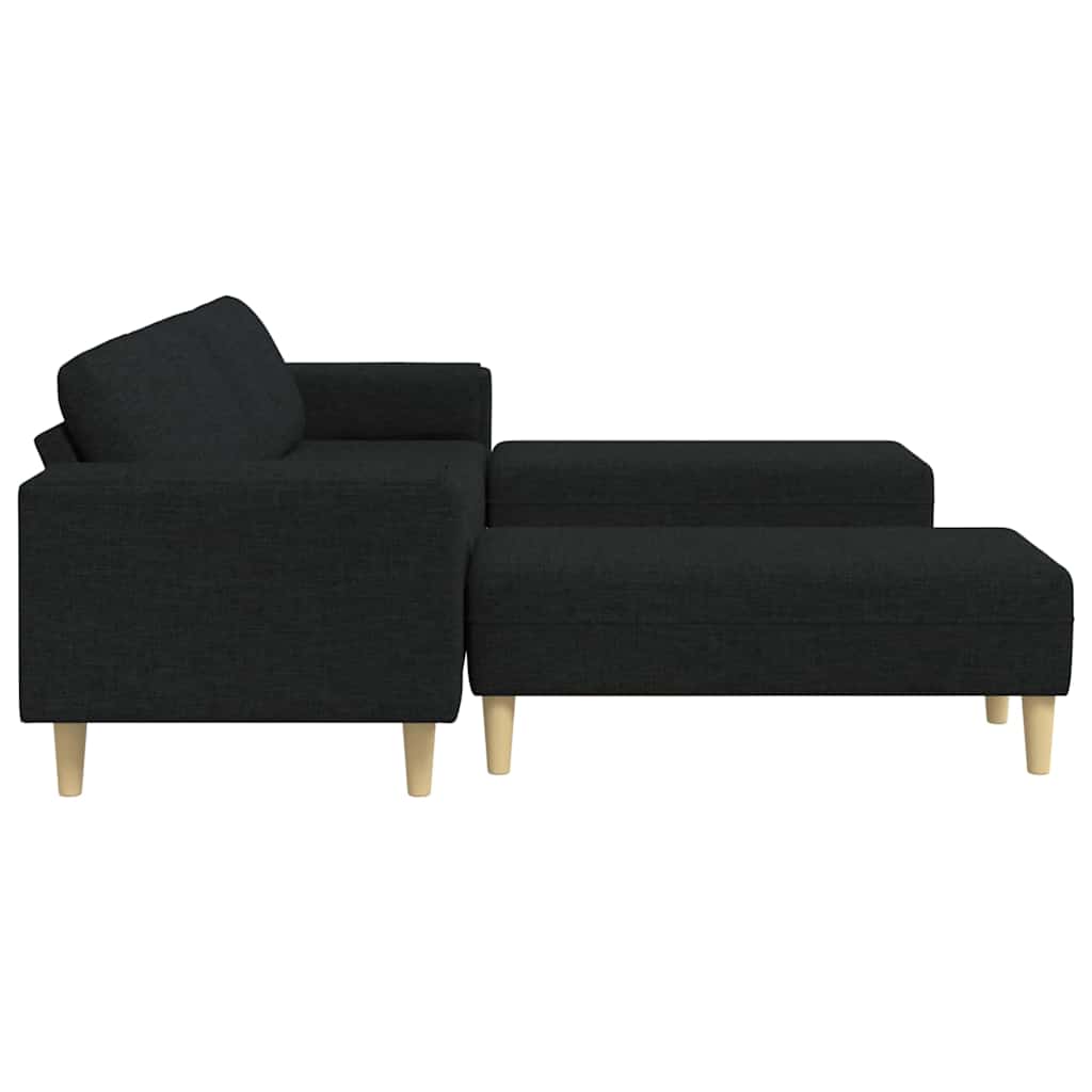 Sofa Sæt 3 Pcs Sort Stof - Billede 5
