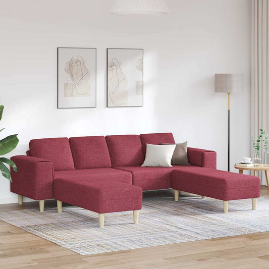 Sofa Sæt 3 Pcs Vinrød Stof - Hovedbillede